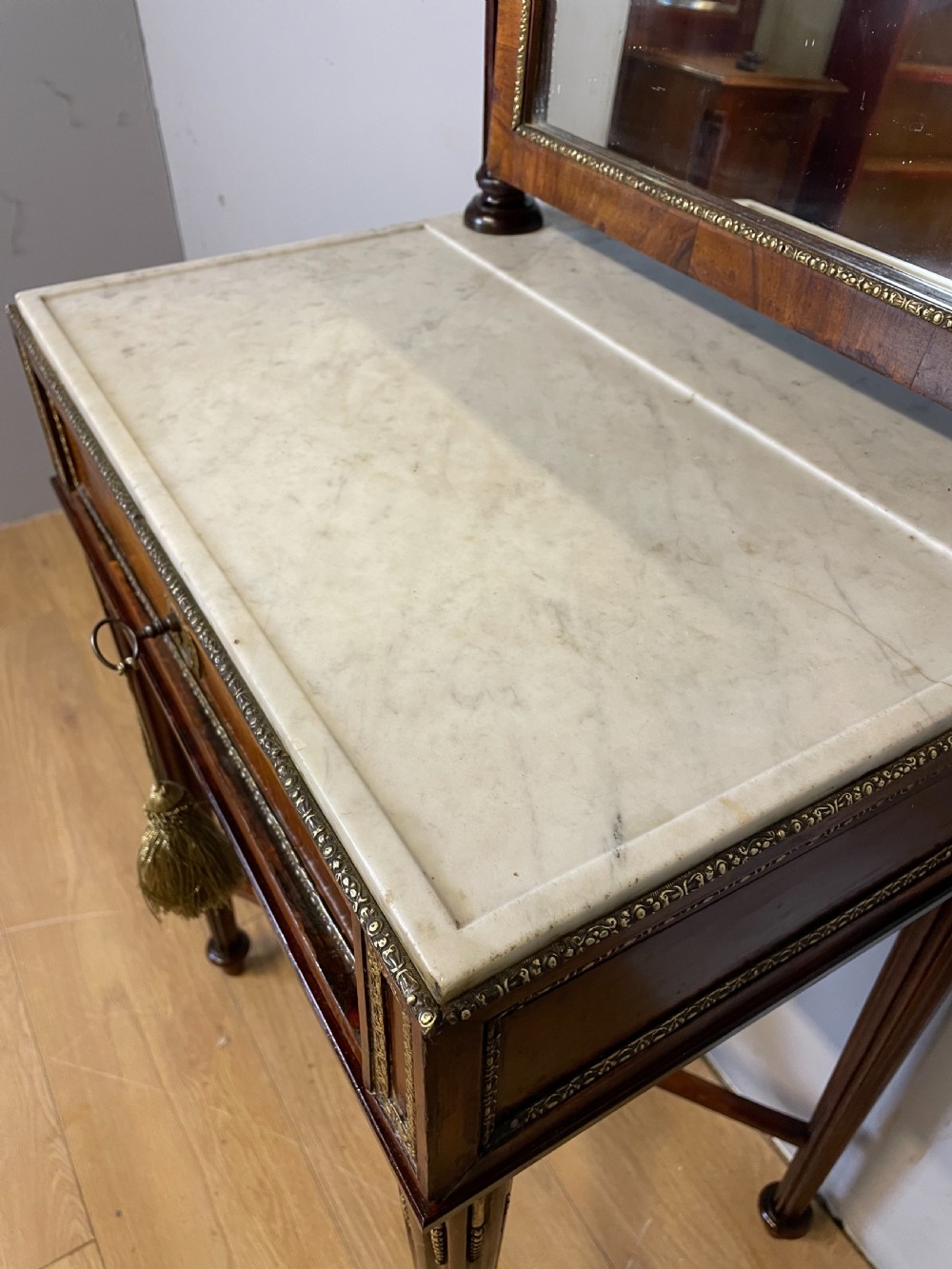 Nineteenth century French marble topped walnut dressing table  View XIV