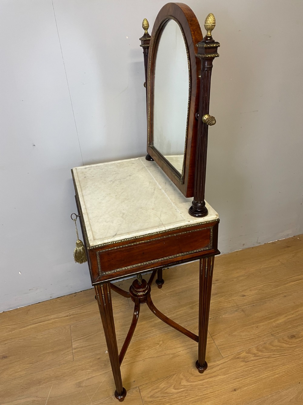 Nineteenth century French marble topped walnut dressing table  View XV