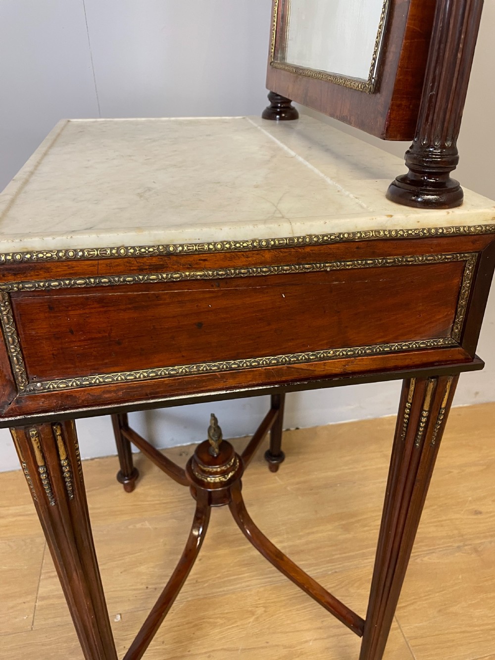 Nineteenth century French marble topped walnut dressing table  View XVI