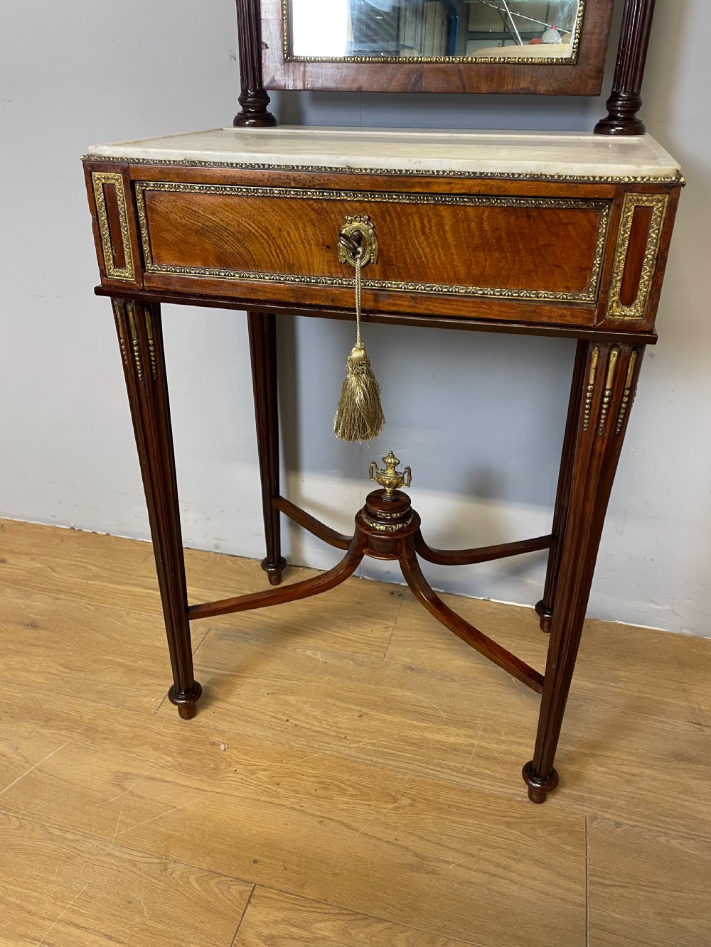 Nineteenth century French marble topped walnut dressing table  View XVII