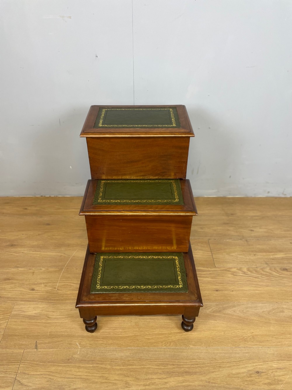 Nineteenth century mahogany library steps  View III