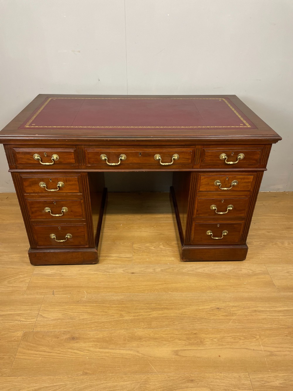 Nineteenth century mahogany twin pedestal desk  View II