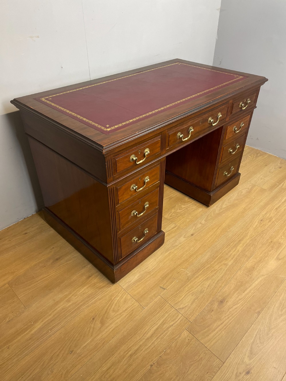 Nineteenth century mahogany twin pedestal desk  View III