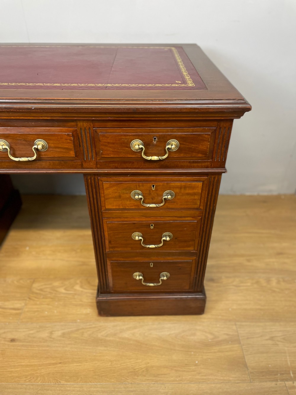 Nineteenth century mahogany twin pedestal desk  View V