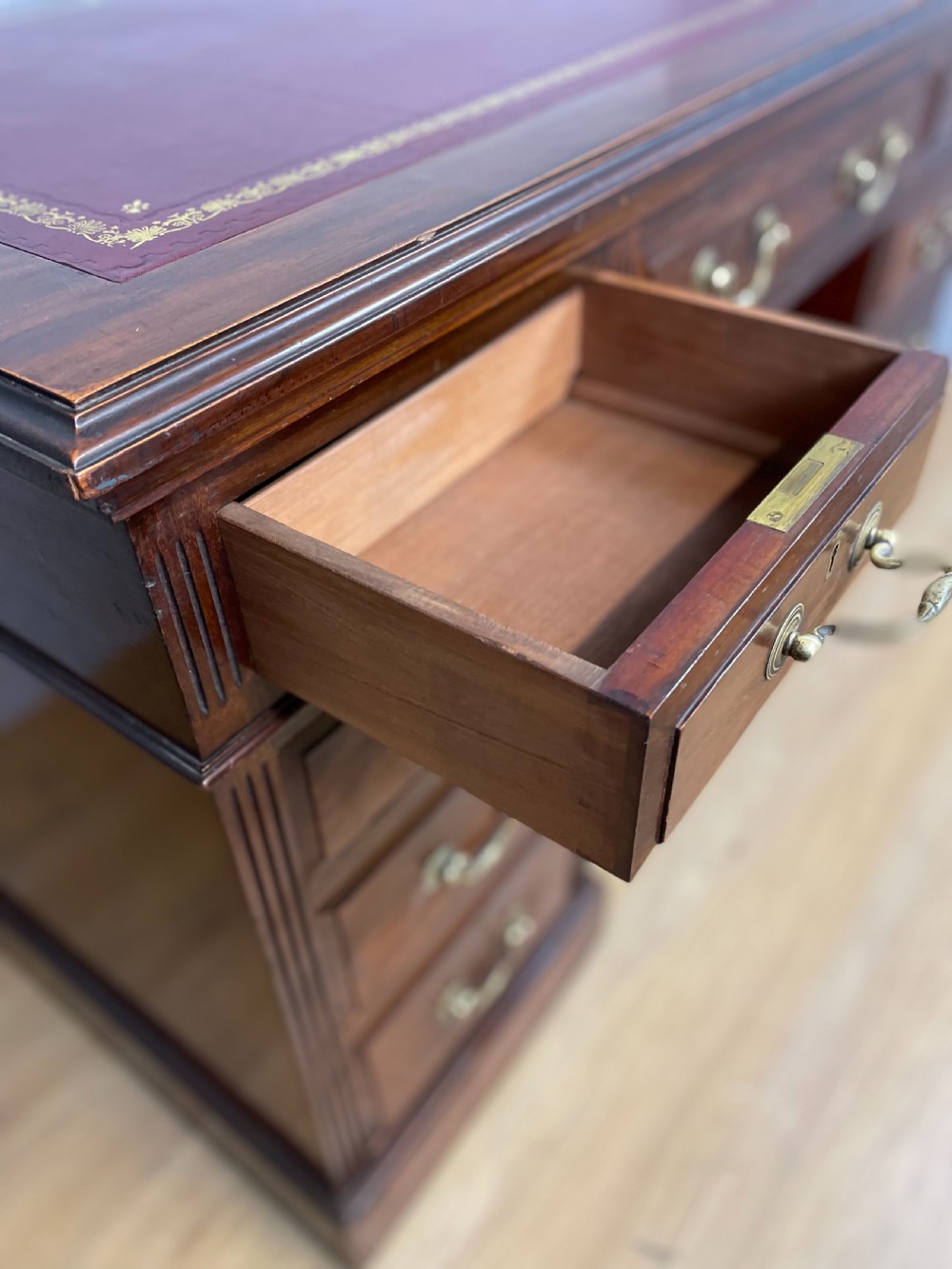 Nineteenth century mahogany twin pedestal desk  View VII