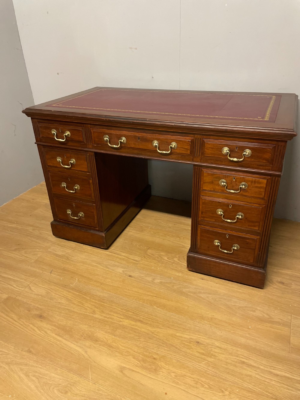 Nineteenth century mahogany twin pedestal desk  View X