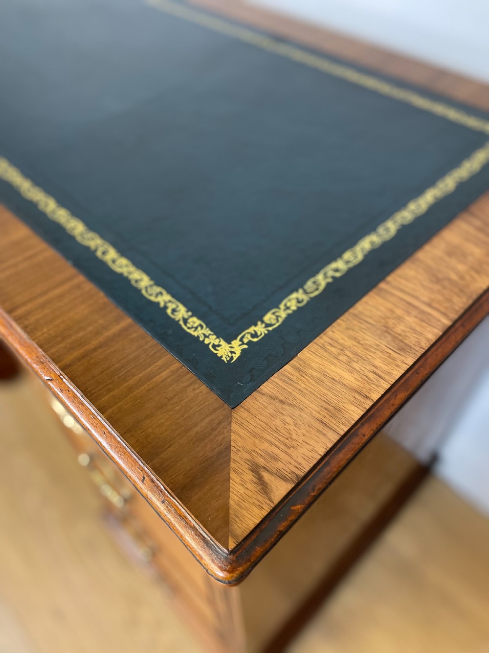 Nineteenth century walnut twin pedestal desk  View V