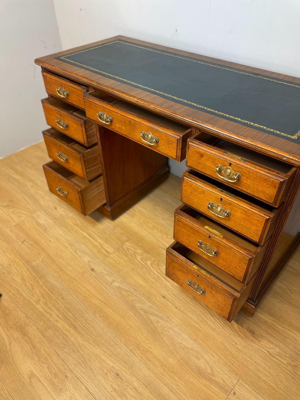 Nineteenth century walnut twin pedestal desk  View X
