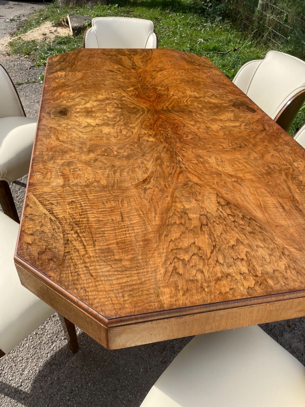 Epstein Art Deco walnut six seater dining table and chairs  View III