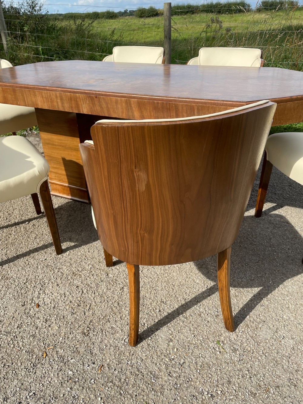 Epstein Art Deco walnut six seater dining table and chairs  View IV