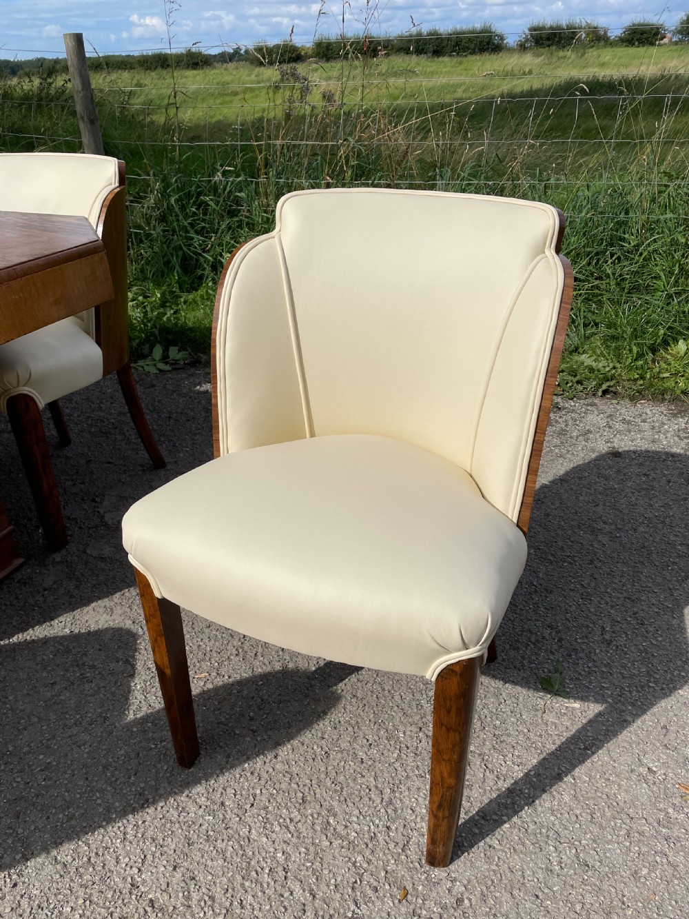 Epstein Art Deco walnut six seater dining table and chairs  View V