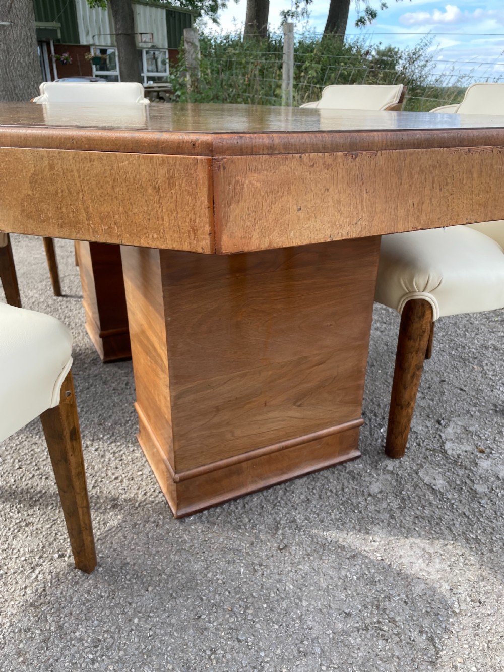 Epstein Art Deco walnut six seater dining table and chairs  View X