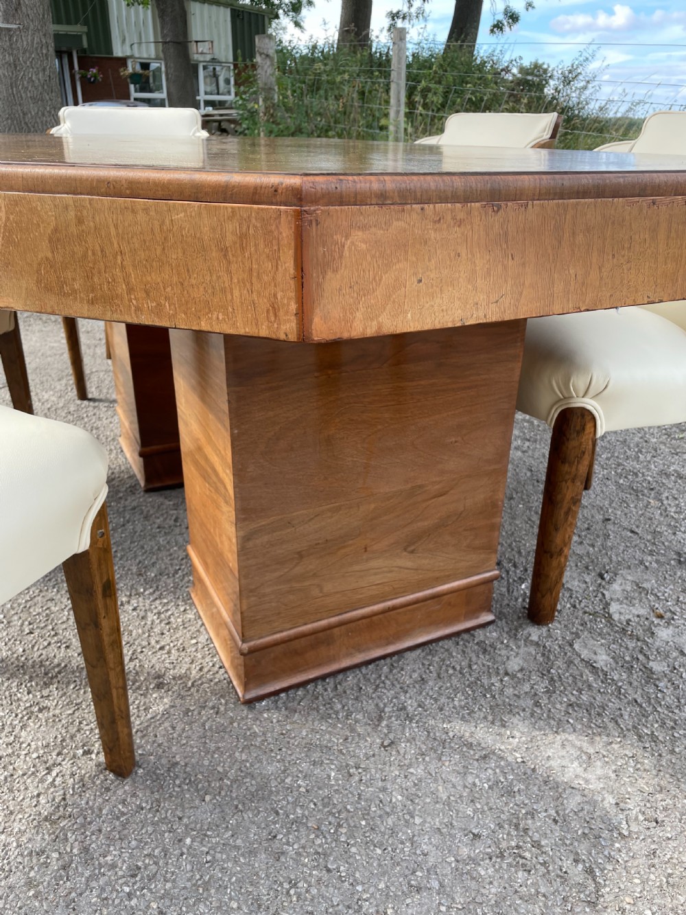 Epstein Art Deco walnut six seater dining table and chairs  View XI
