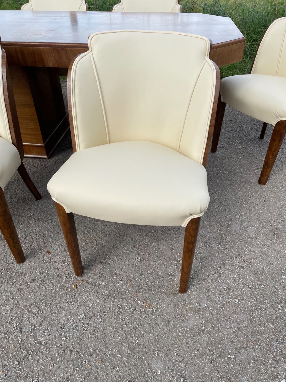 Epstein Art Deco walnut six seater dining table and chairs  View XIV