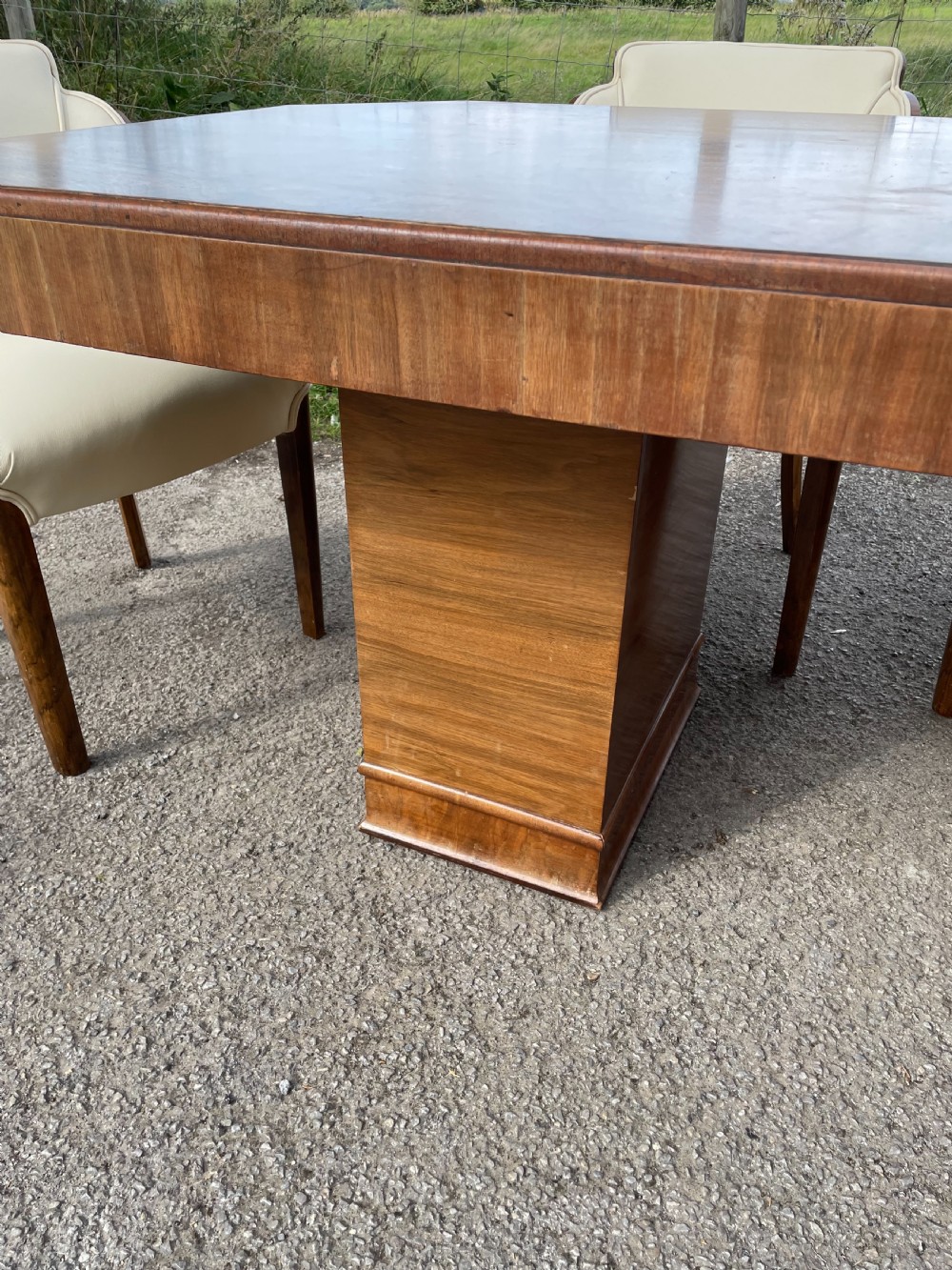 Epstein Art Deco walnut six seater dining table and chairs  View XVII