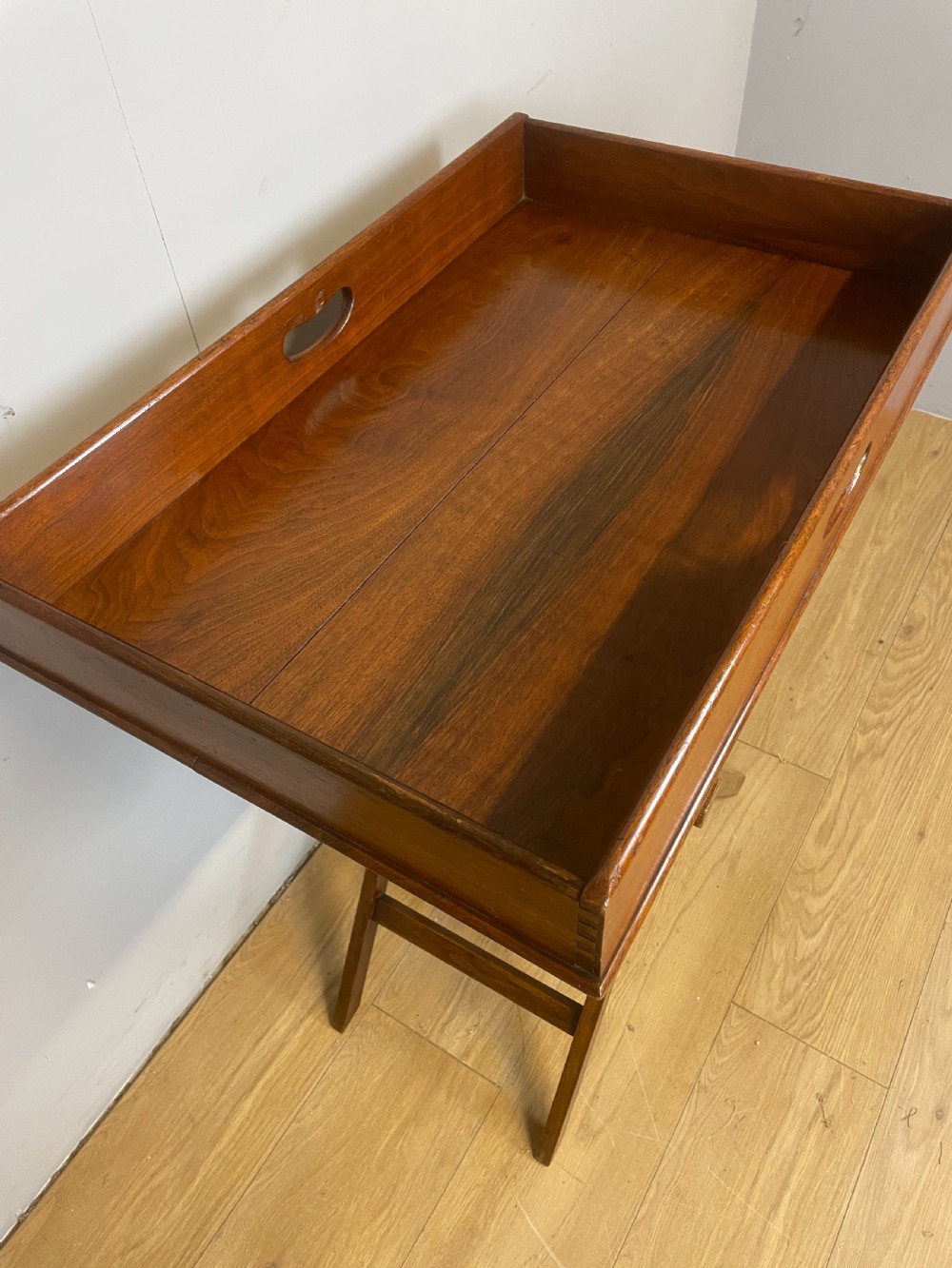 Nineteenth century mahogany butlers tray with registration mark for 1891 View III