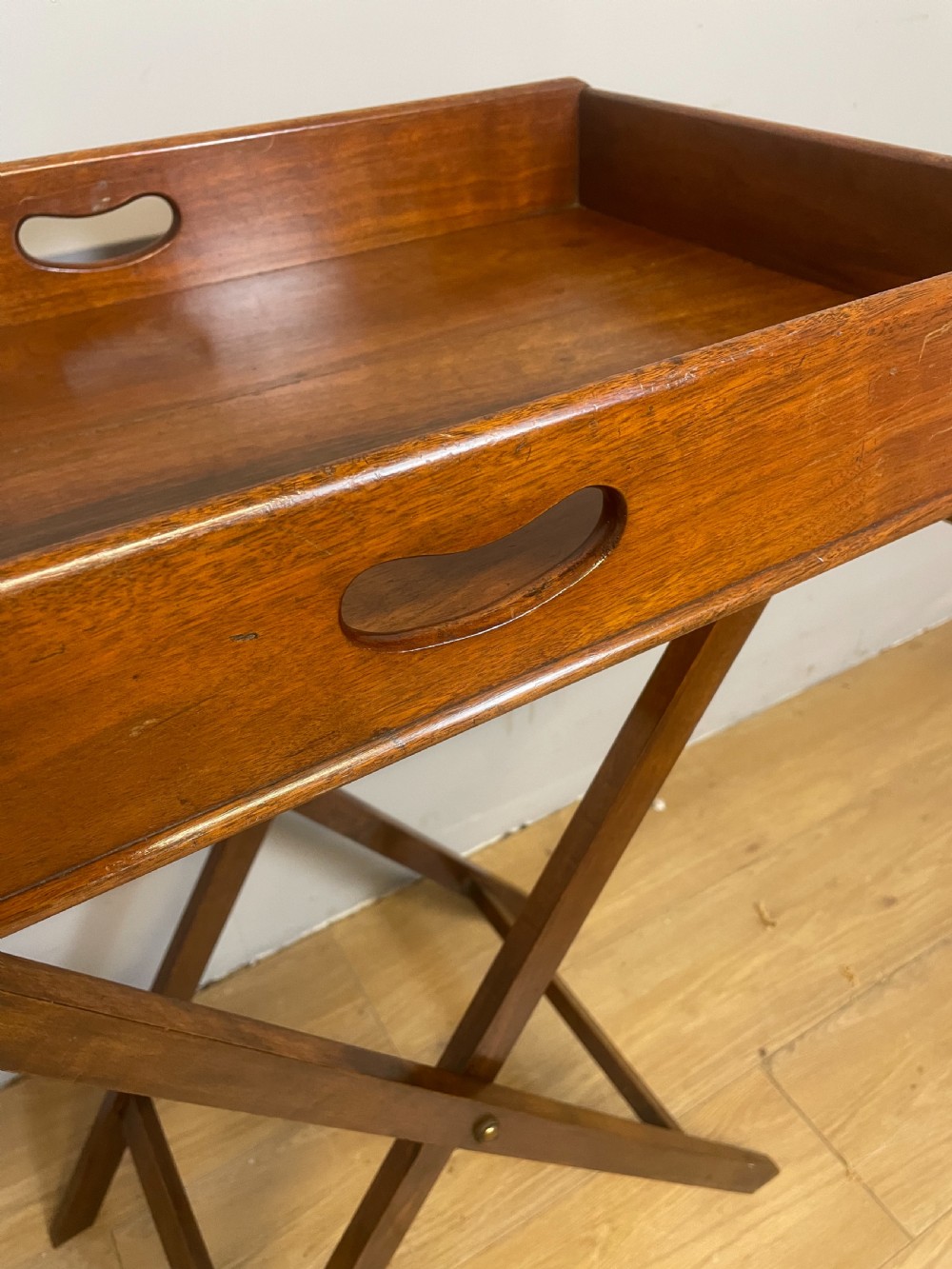 Nineteenth century mahogany butlers tray with registration mark for 1891 View IV
