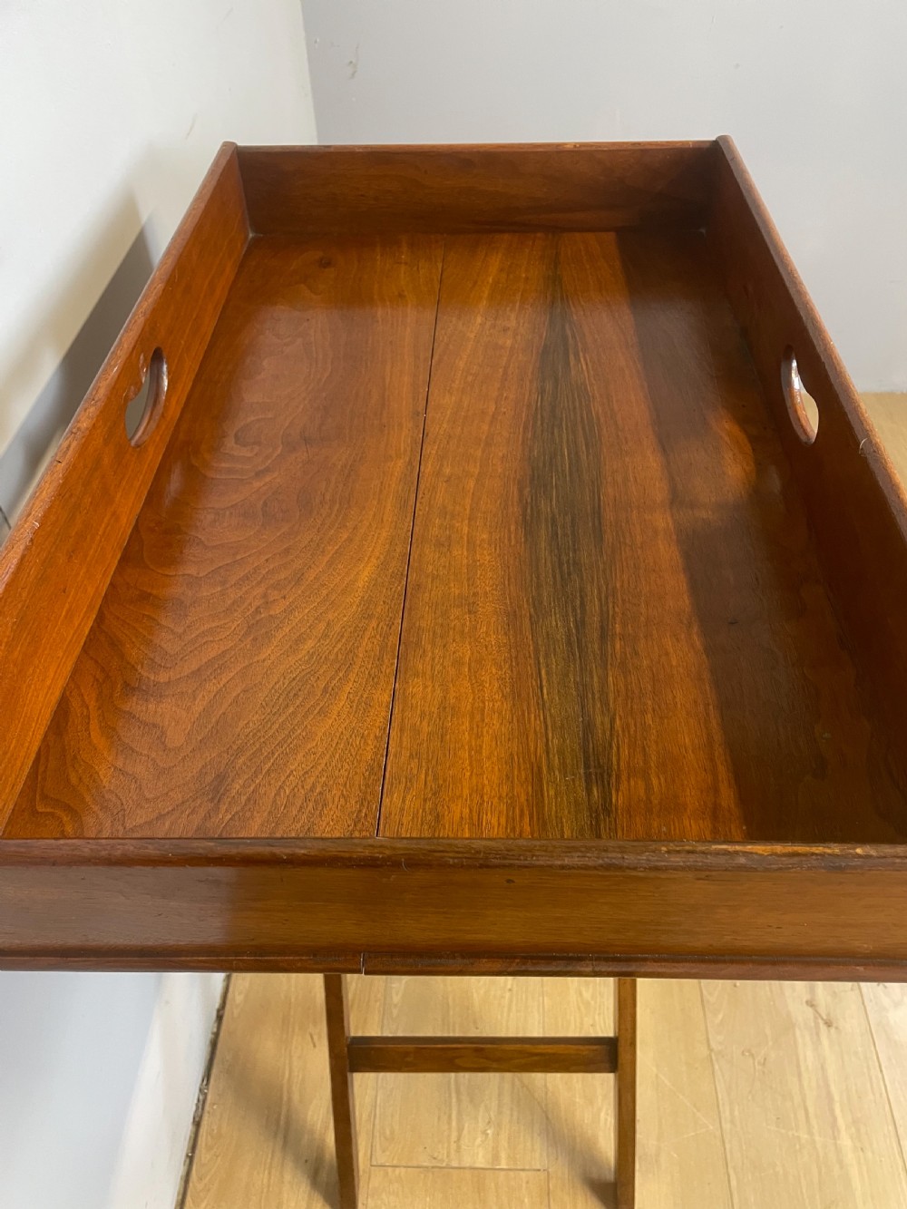 Nineteenth century mahogany butlers tray with registration mark for 1891 View V