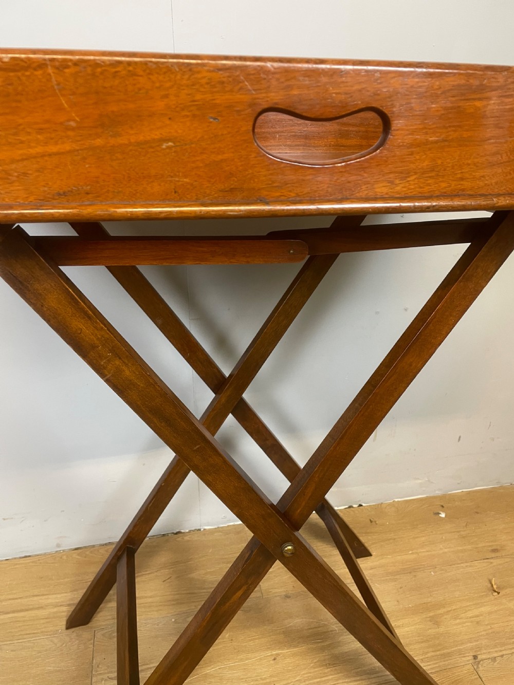 Nineteenth century mahogany butlers tray with registration mark for 1891 View VI