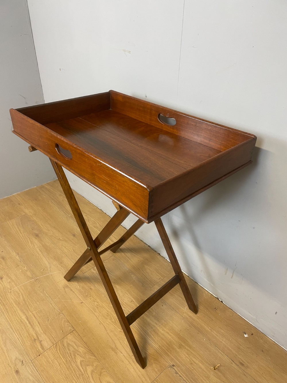 Nineteenth century mahogany butlers tray with registration mark for 1891 View VII