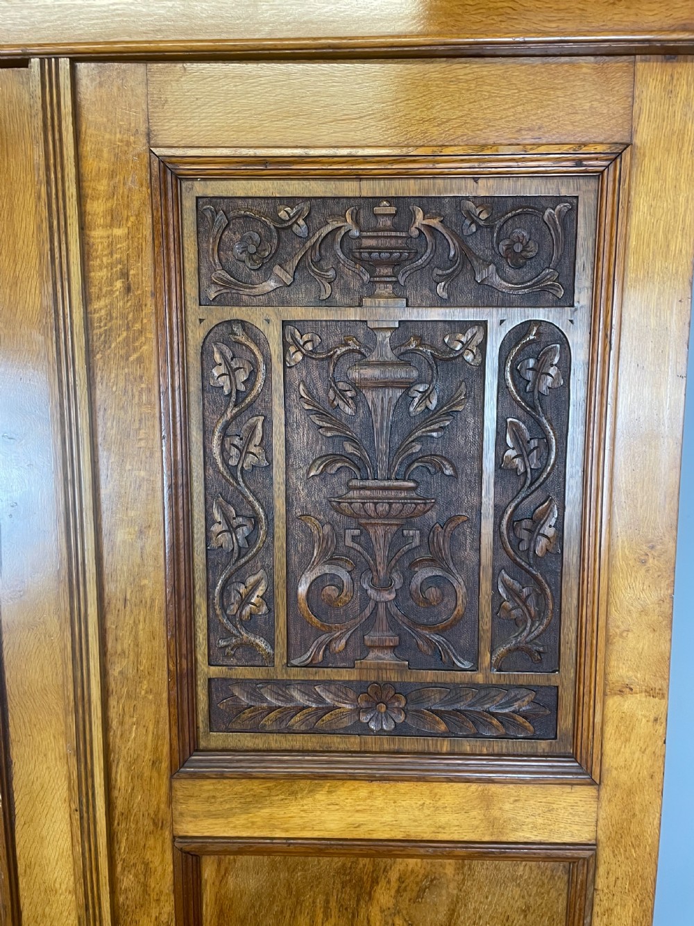 Arts and crafts golden oak triple wardrobe  View V