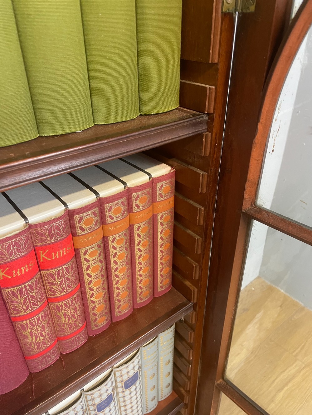 Georgian mahogany freestanding glazed bookcase View IX
