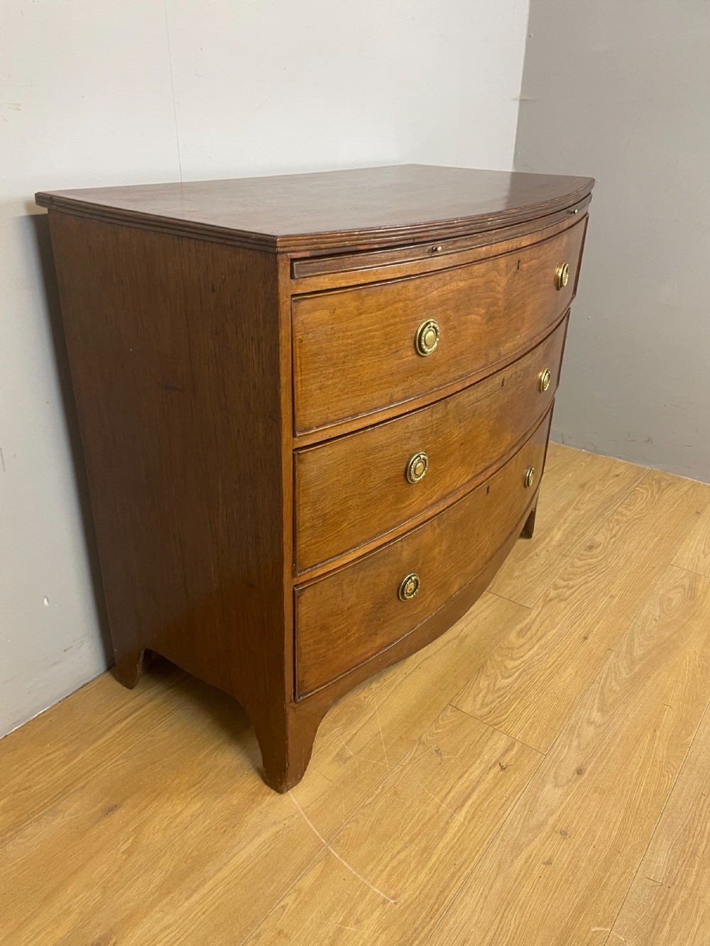 Georgian mahogany bow front chest of drawers  View III