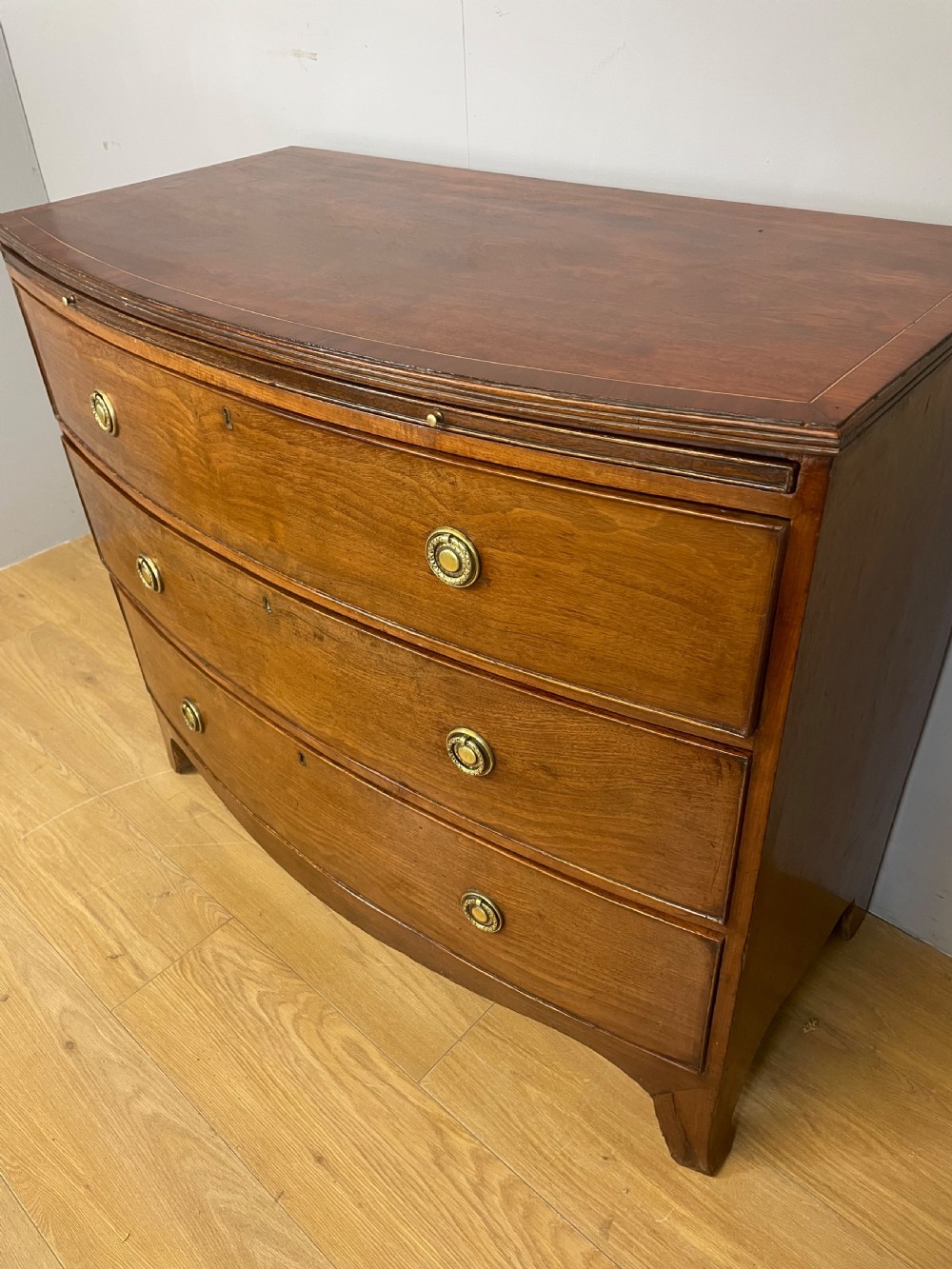 Georgian mahogany bow front chest of drawers  View X