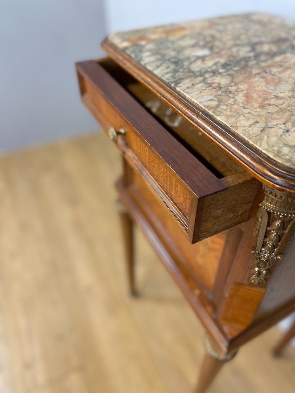 Marble topped inlaid and ormolu mounted side cabinet  View IX