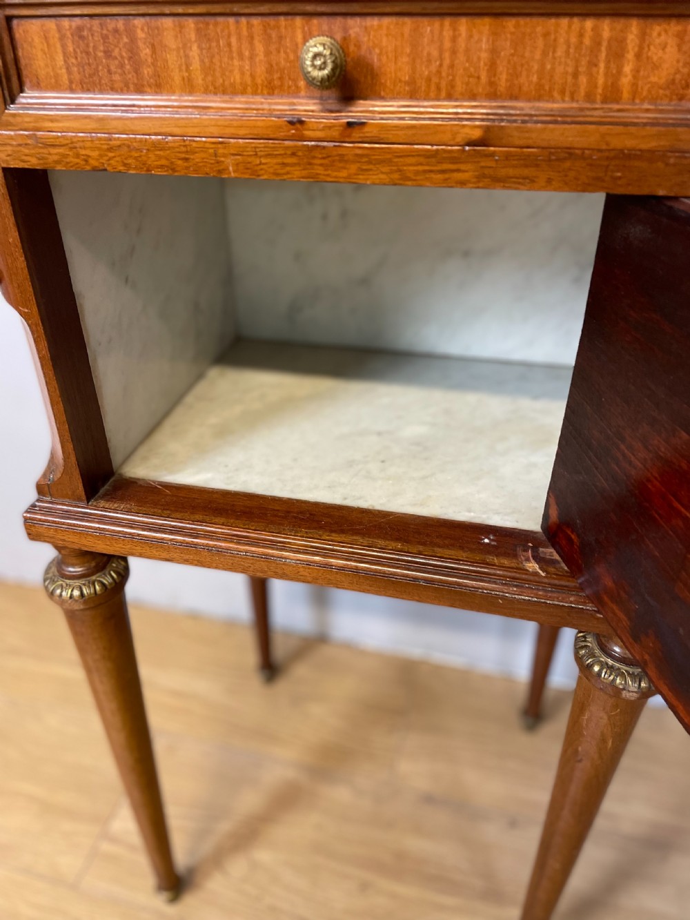Marble topped inlaid and ormolu mounted side cabinet  View X