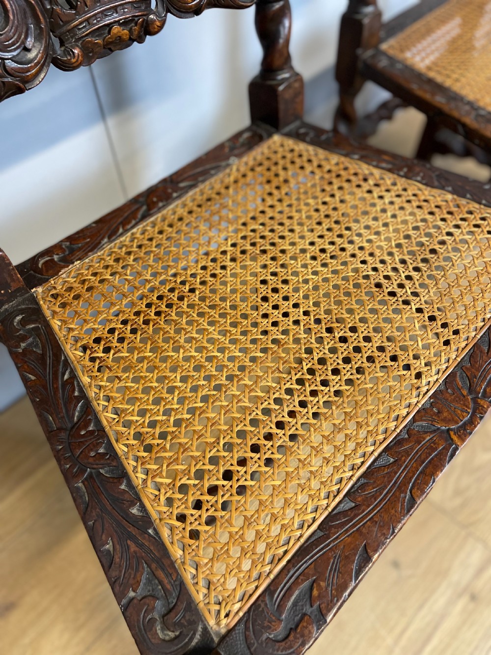 Pair of nineteenth century Carolean carved chairs  View VI