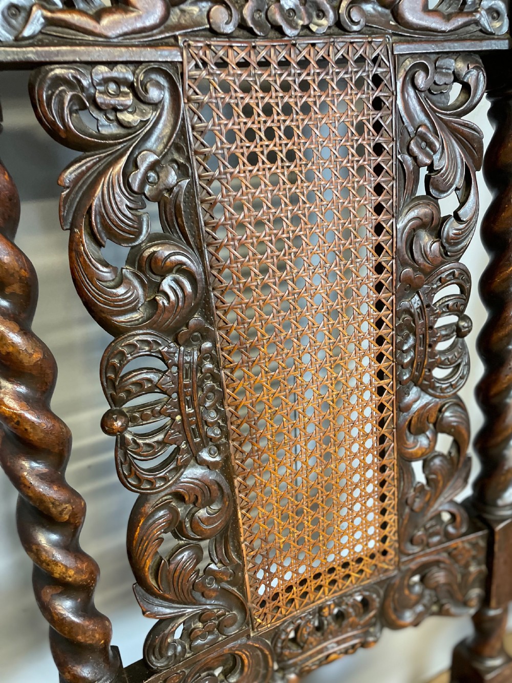 Pair of nineteenth century Carolean carved chairs  View VII