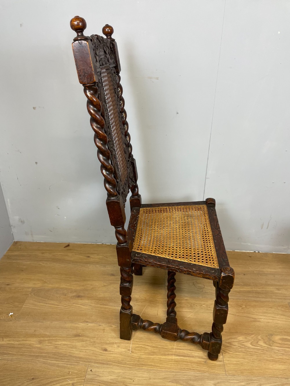 Pair of nineteenth century Carolean carved chairs  View VIII