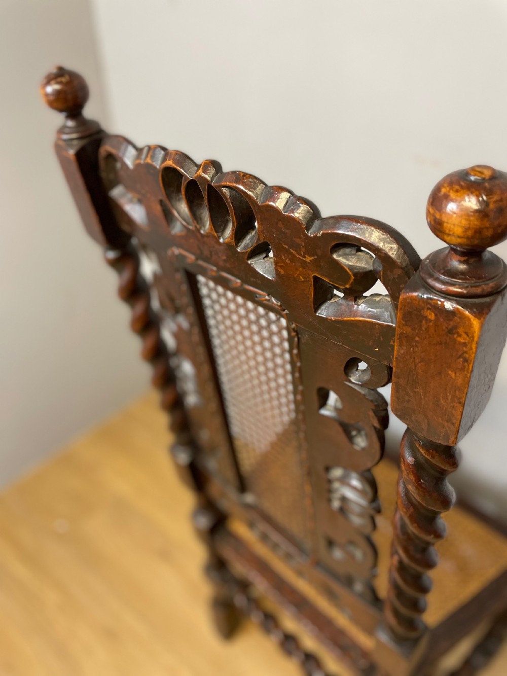 Pair of nineteenth century Carolean carved chairs  View XII