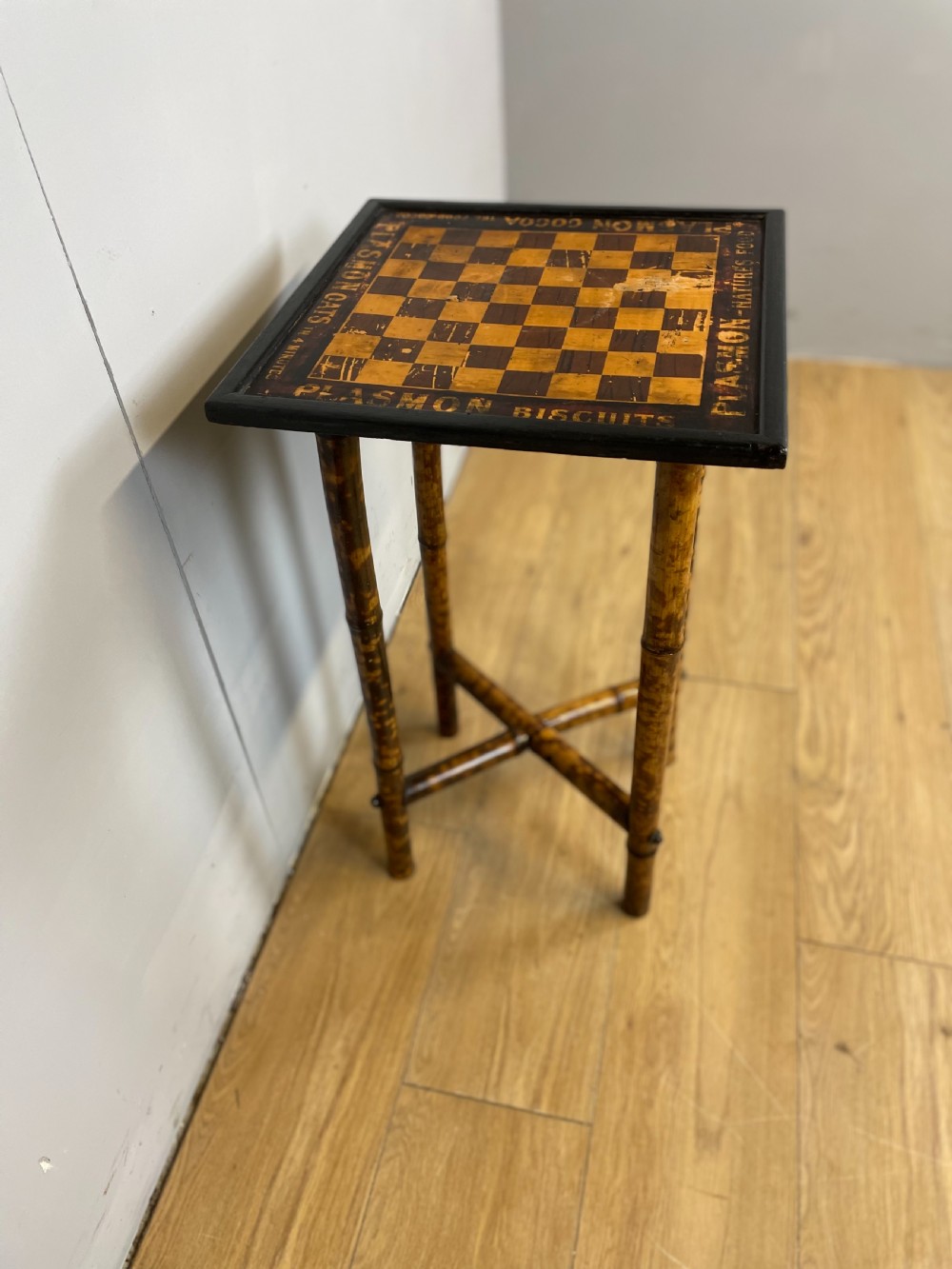 Bamboo chess table advertising Plasmon cocoa View IV