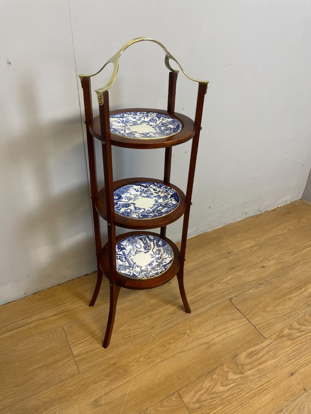 Nineteenth century brass and mahogany cake stand 
