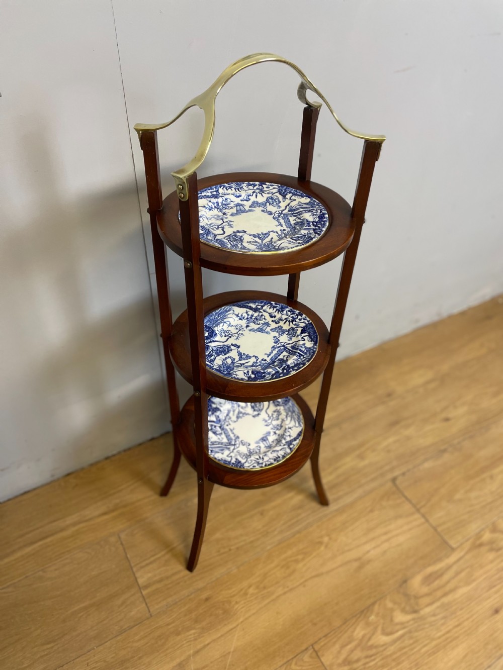 Nineteenth century brass and mahogany cake stand  View III