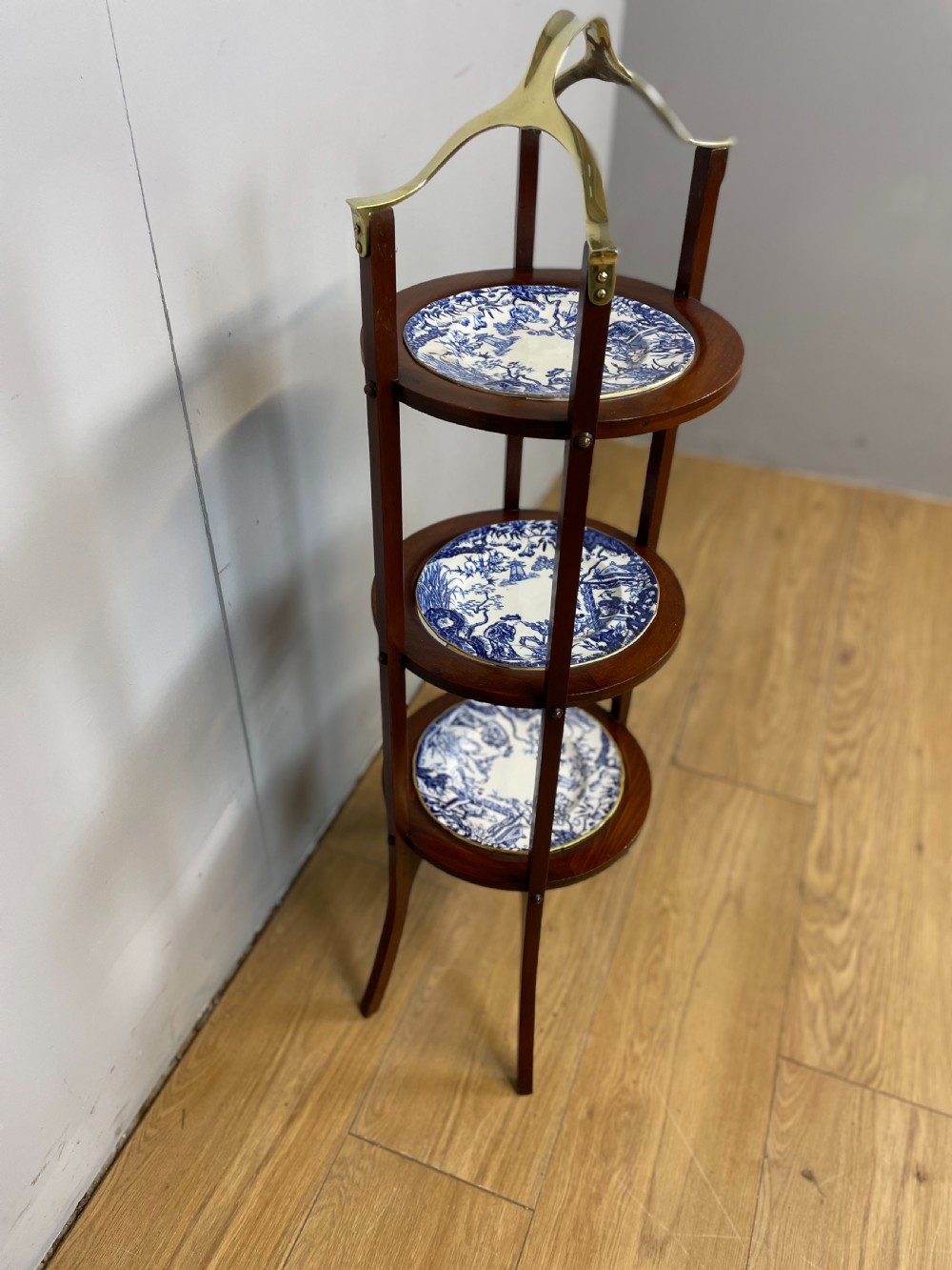 Nineteenth century brass and mahogany cake stand  View VI