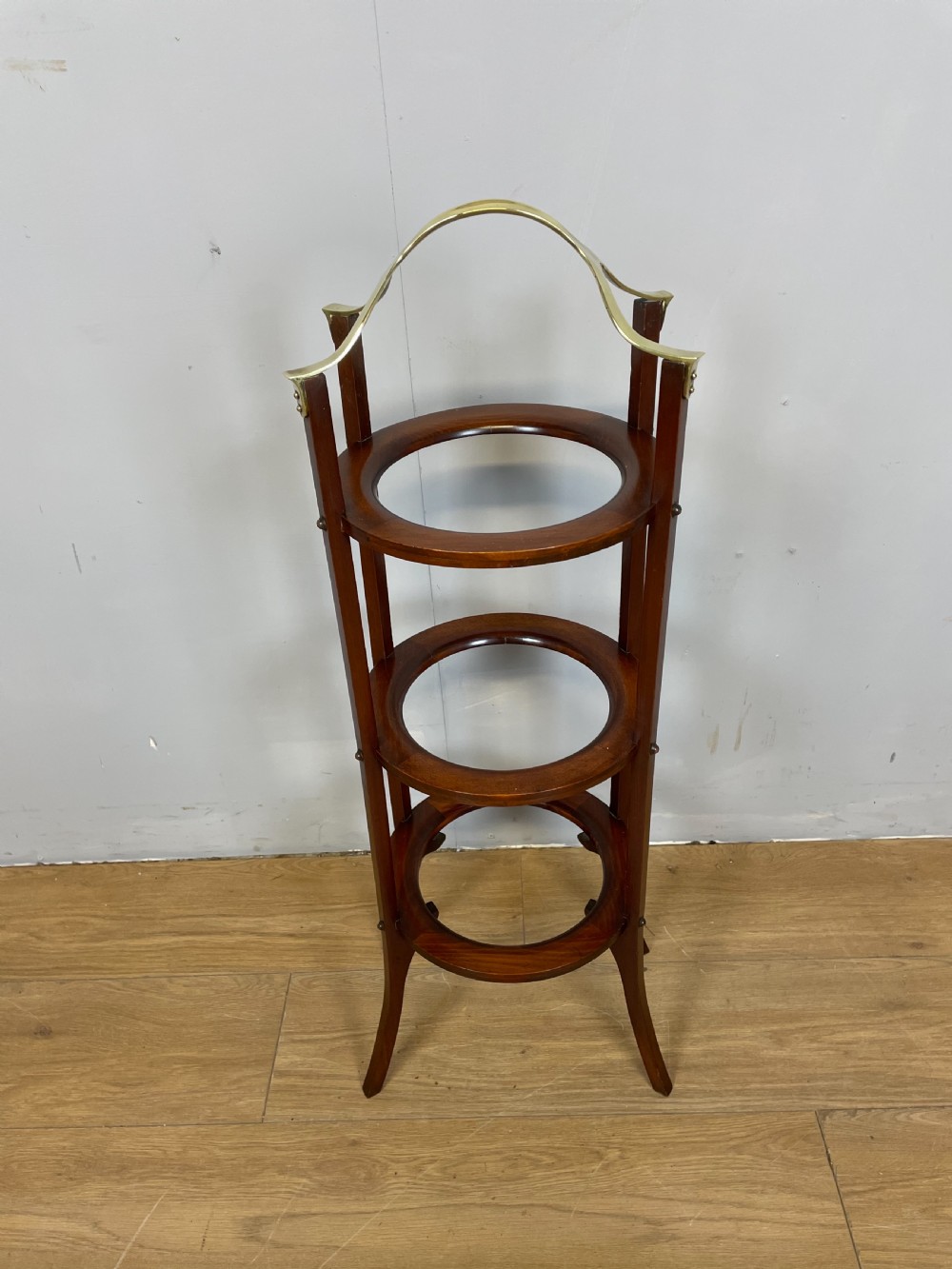 Nineteenth century brass and mahogany cake stand  View VII