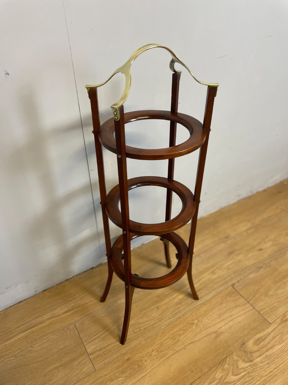 Nineteenth century brass and mahogany cake stand  View VIII