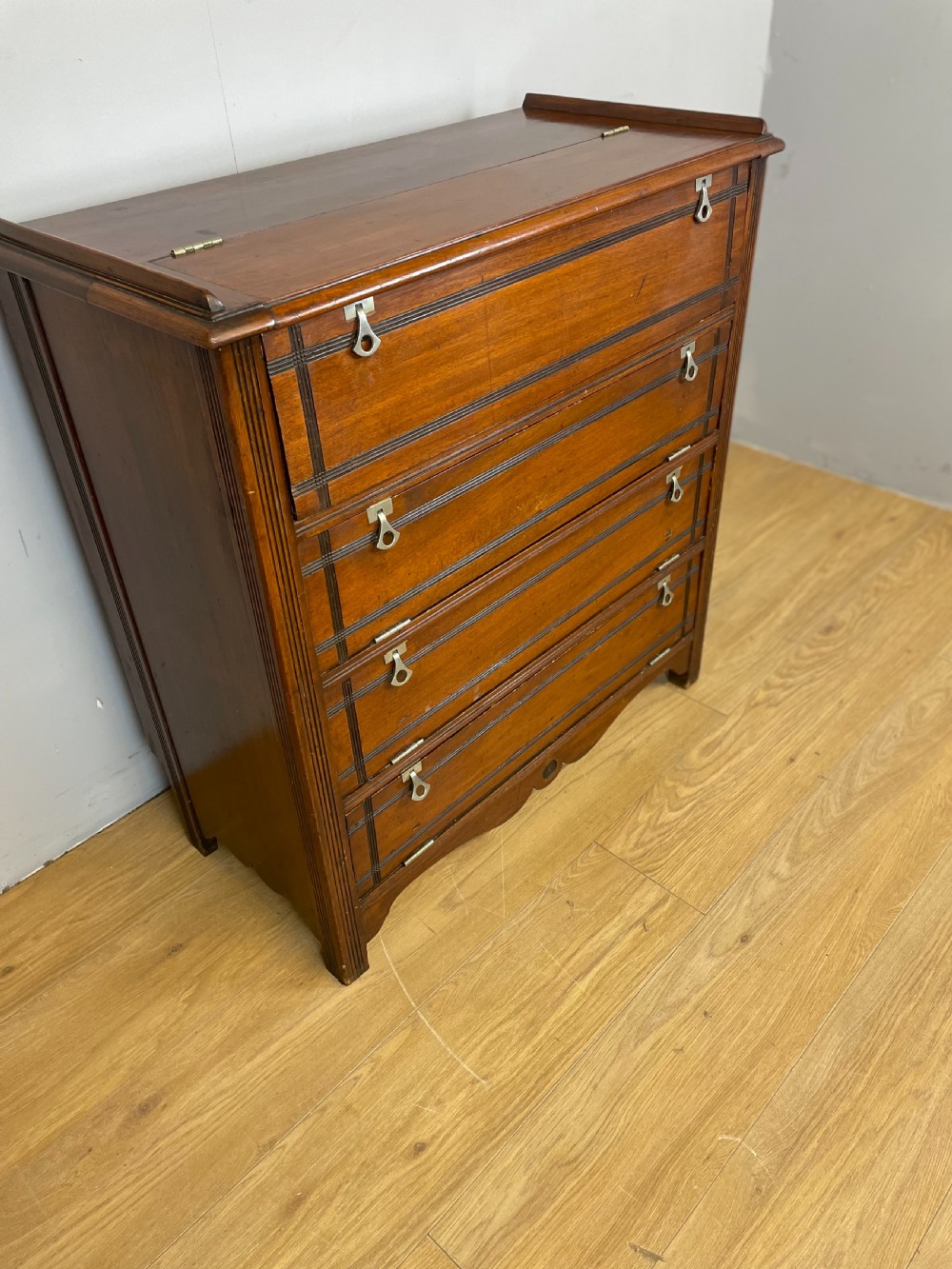Nineteenth century walnut secretaire folio cabinet View II