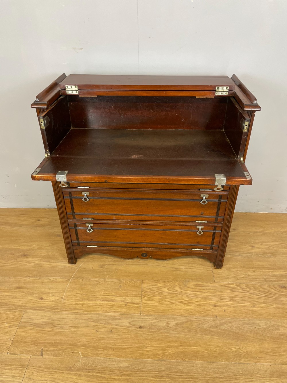 Nineteenth century walnut secretaire folio cabinet View V