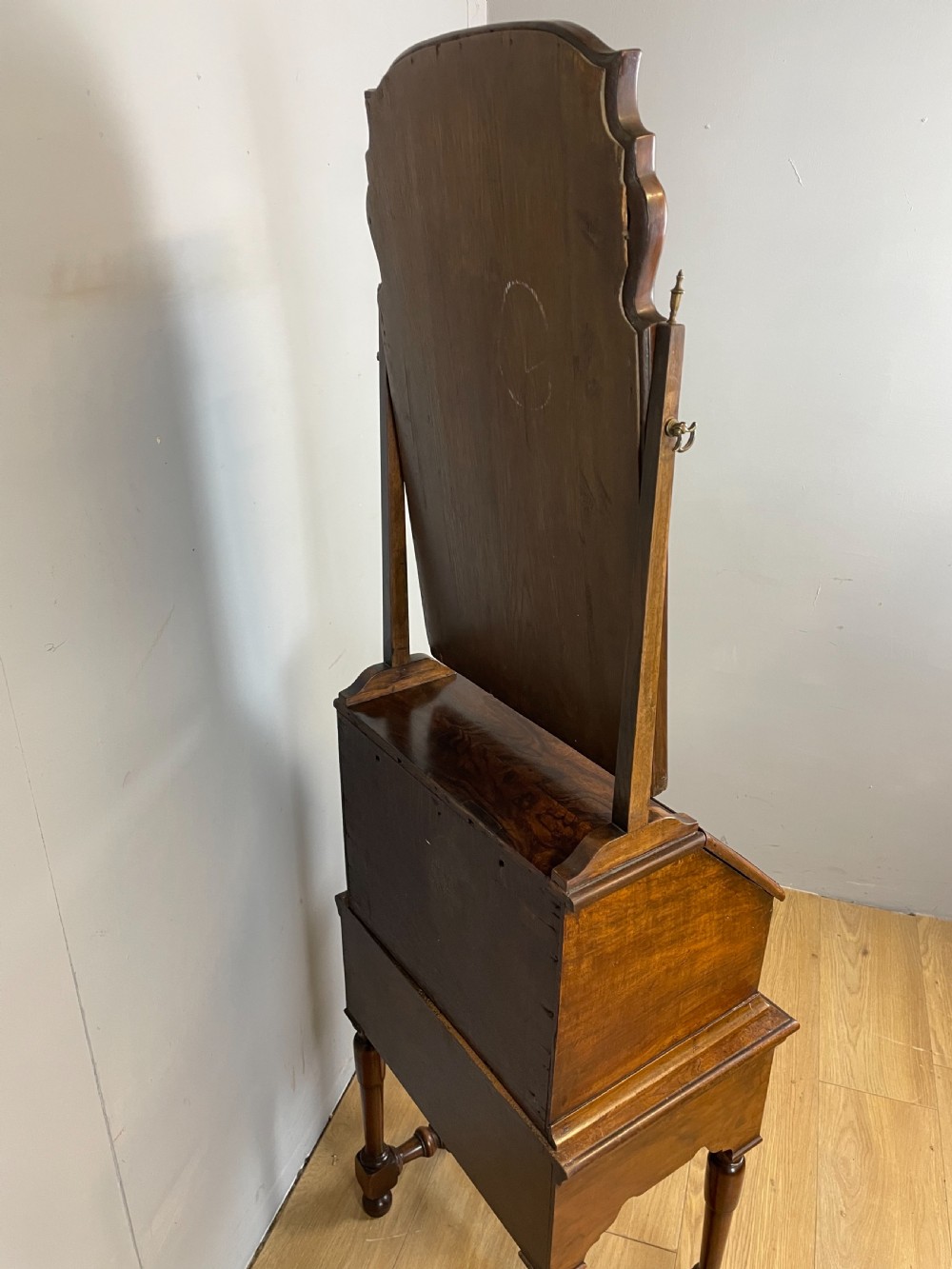 Nineteenth century burr walnut bureau on stand  View XIII