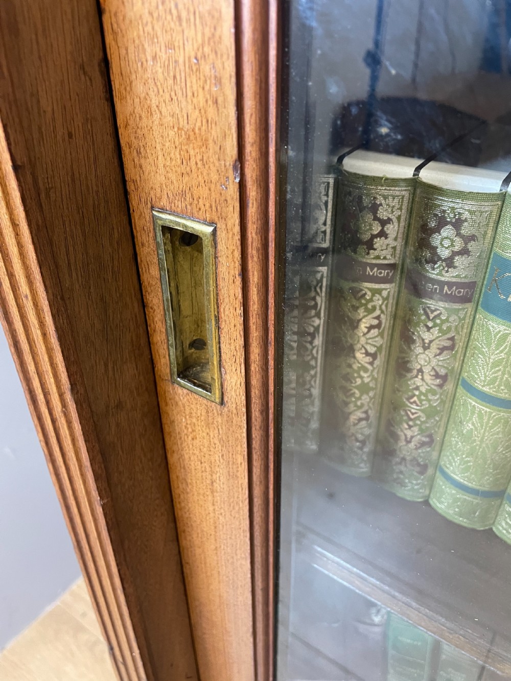 Nineteenth century large walnut astragal glazed bookcase  View III