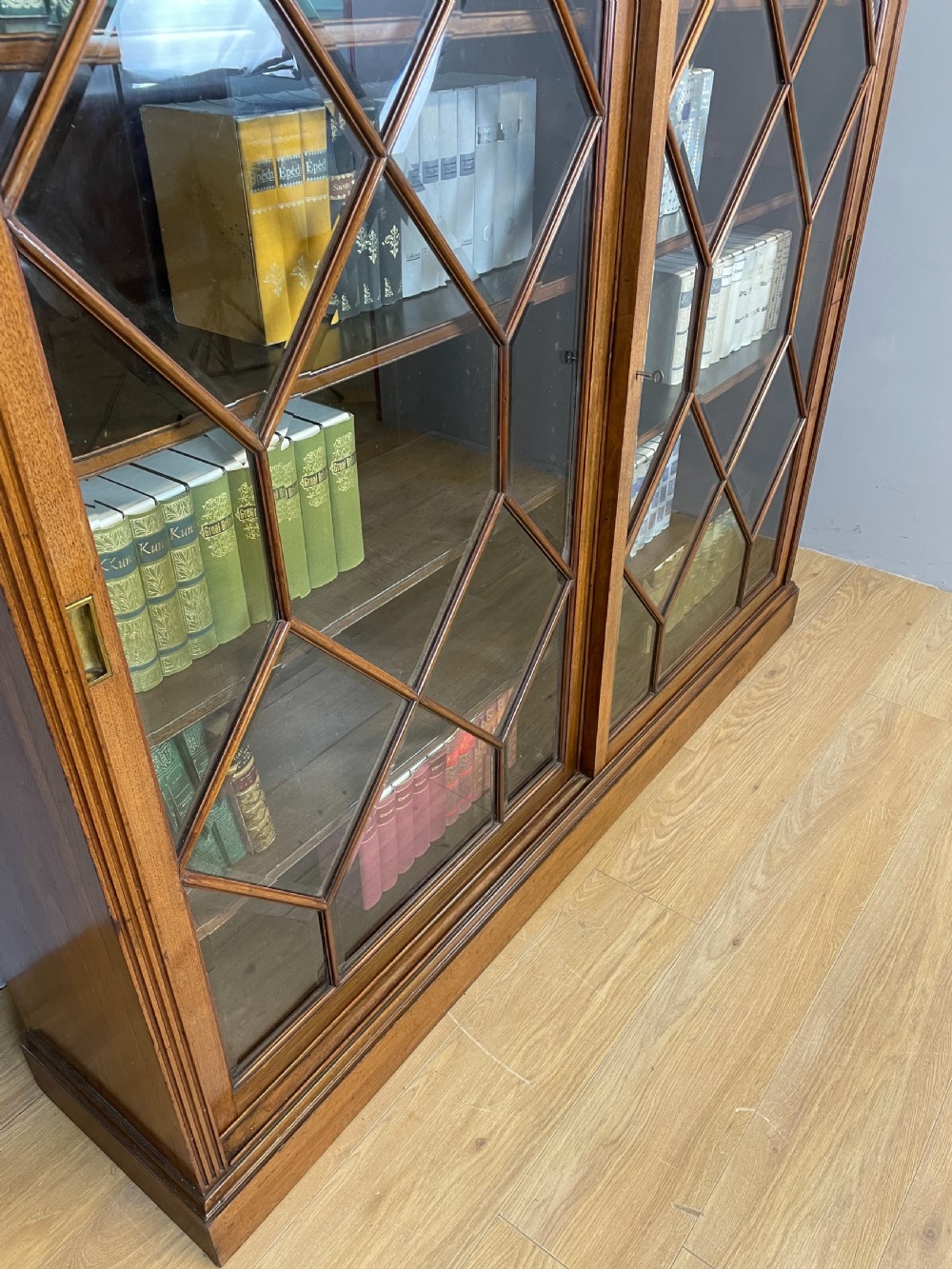 Nineteenth century large walnut astragal glazed bookcase  View V