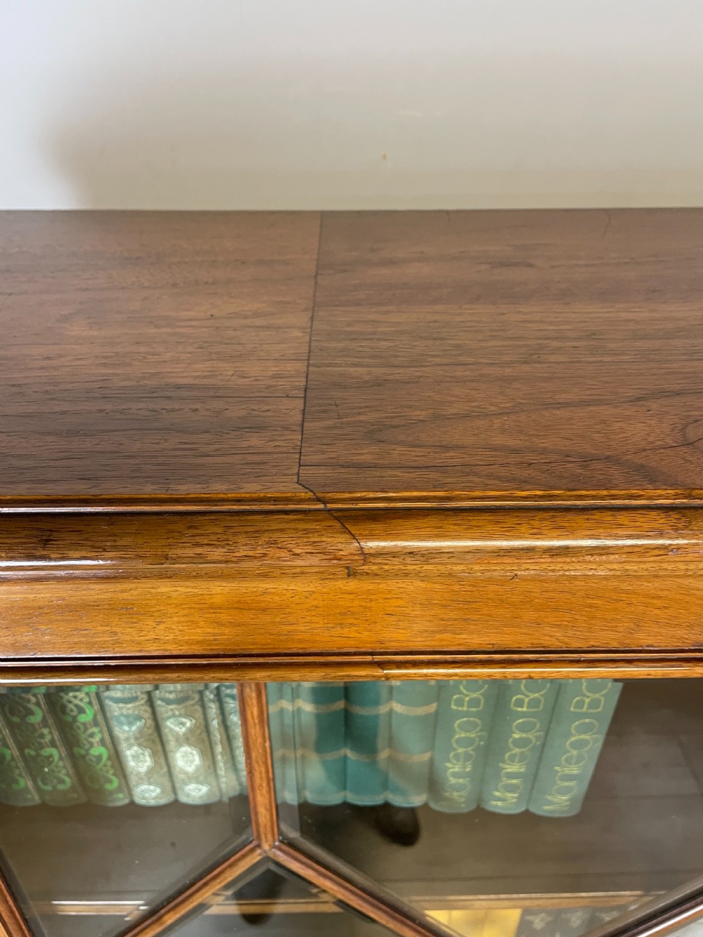 Nineteenth century large walnut astragal glazed bookcase  View XIII