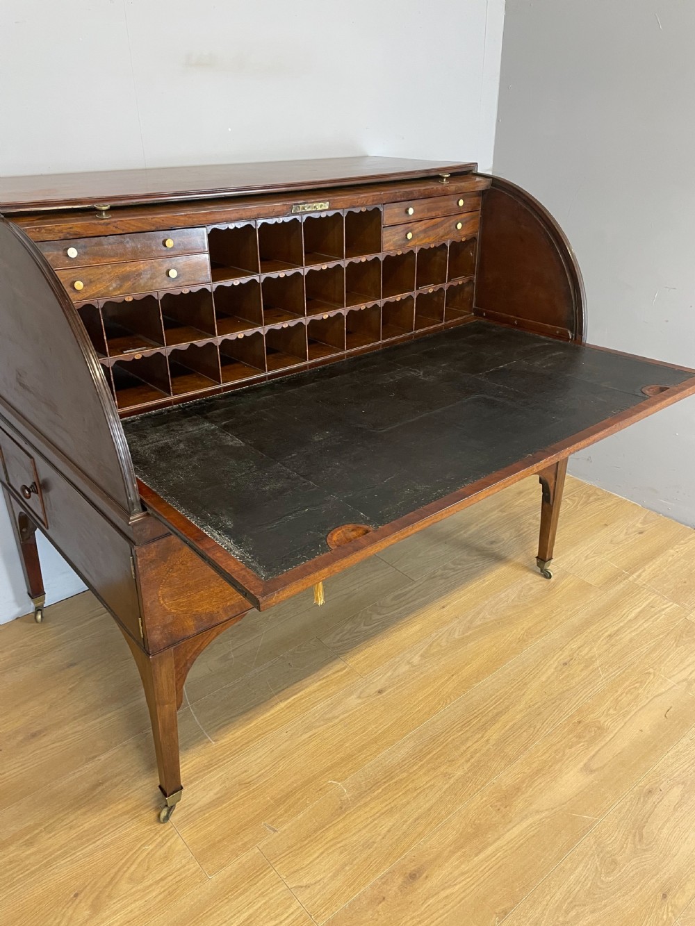 George III mahogany and satinwood cylinder desk  View VI