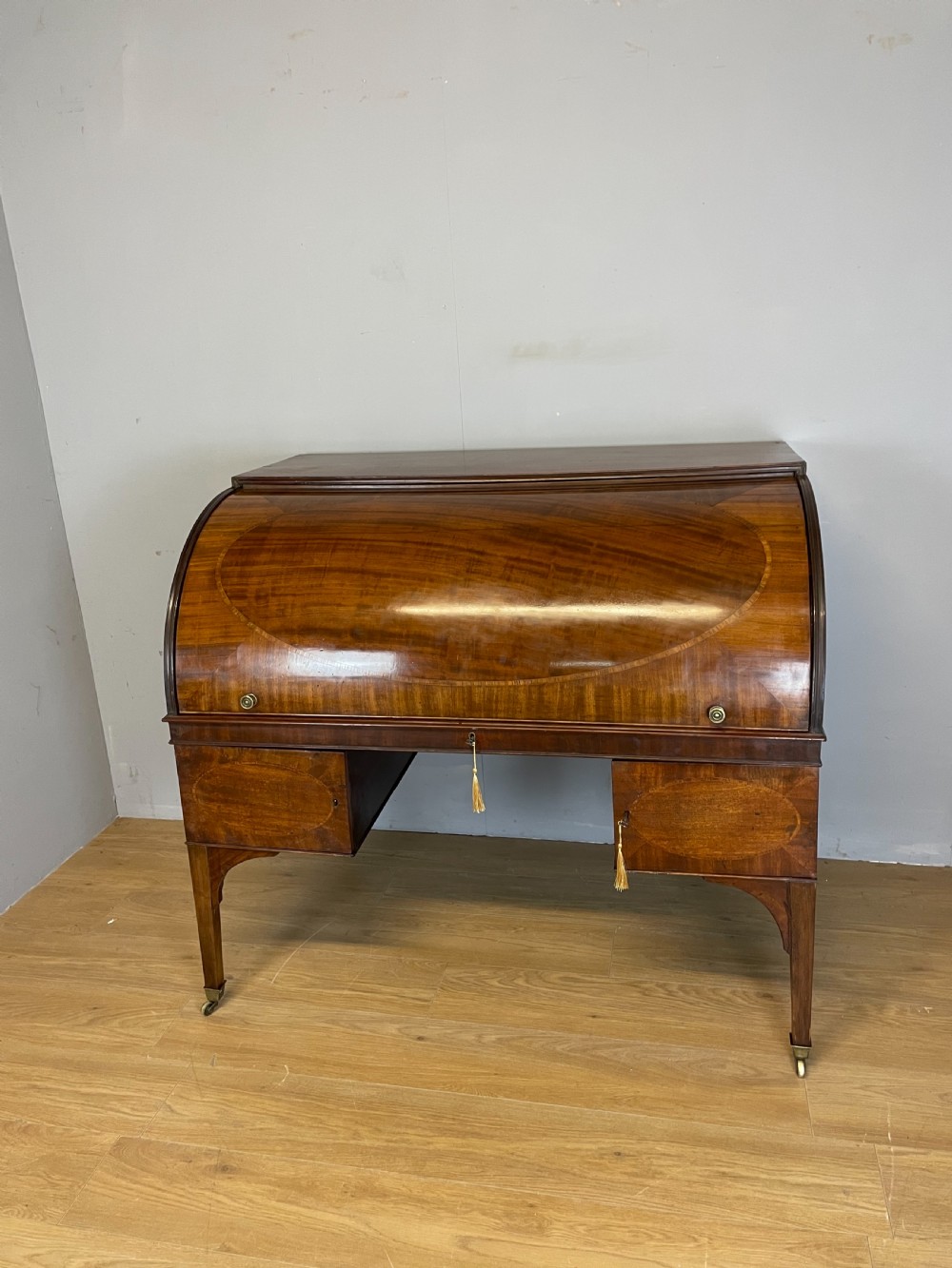 George III mahogany and satinwood cylinder desk  View XIV