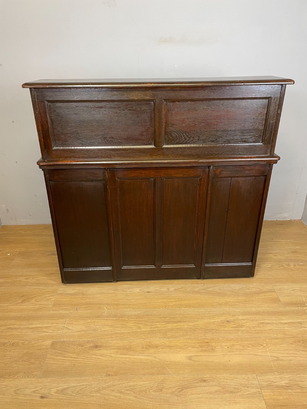 Oak twin pedestal roll top desk in original condition  View XII
