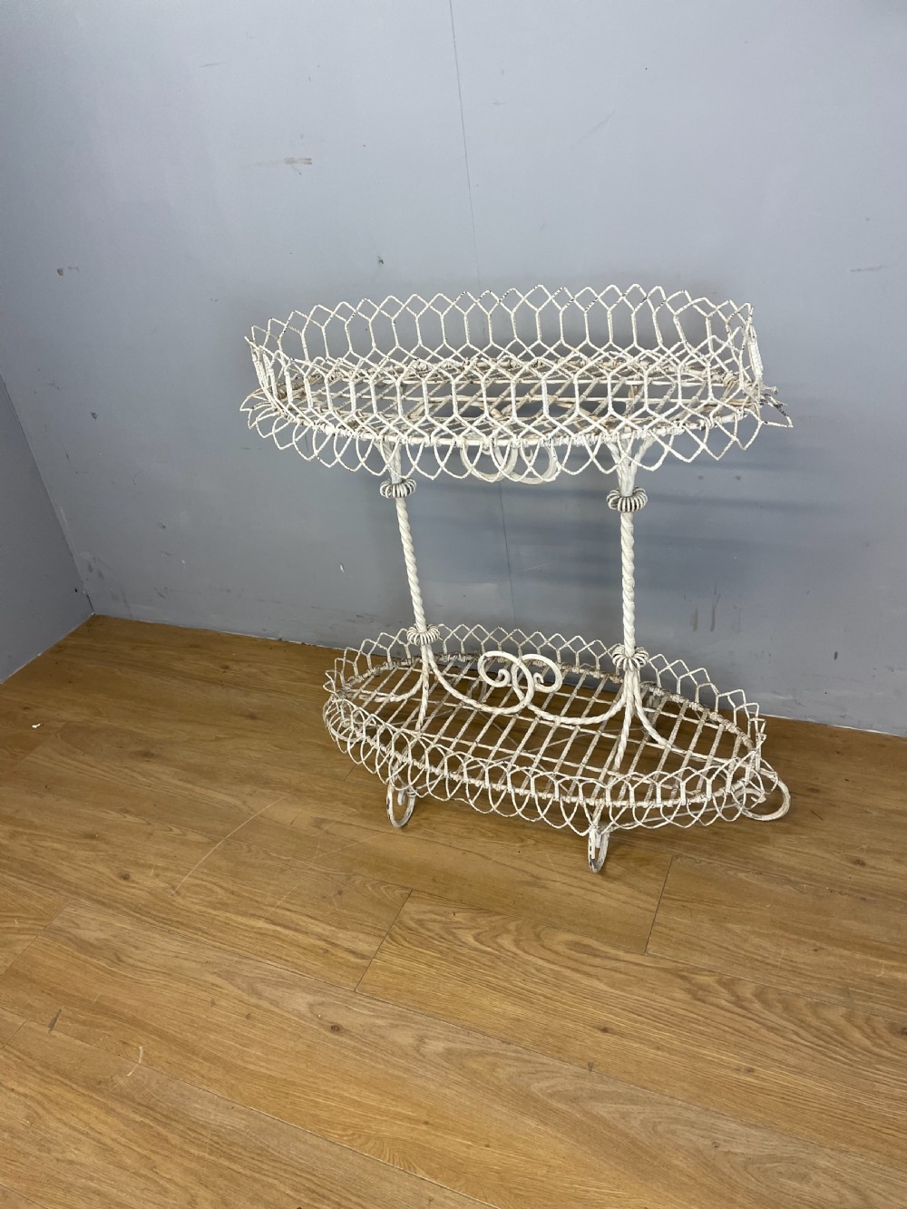Victorian wirework two tier plant stand  View II